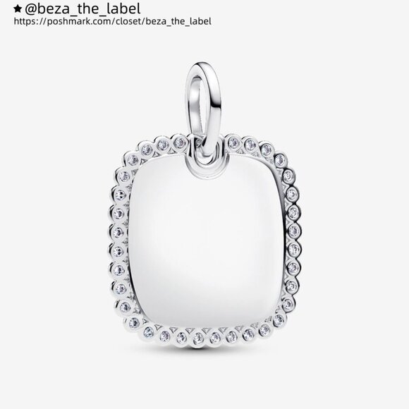 Pandora Engravable Square Tag Pendant - Picture 1 of 2